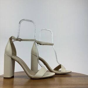 Womens Sam Edelman Yaro Ivory Leather Heeled Open Toe Heels Sandals Size 9.5 W